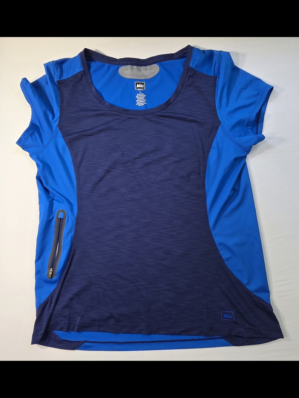 REI Navy and Royal Blue Short Sleeve Performance Tee